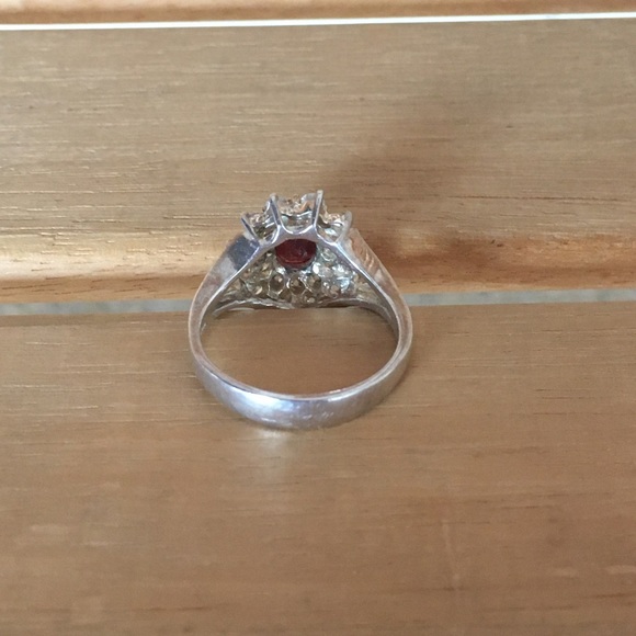 Sterling Silver Simulated Garnet CZ Ring Size 8 - Picture 5 of 8
